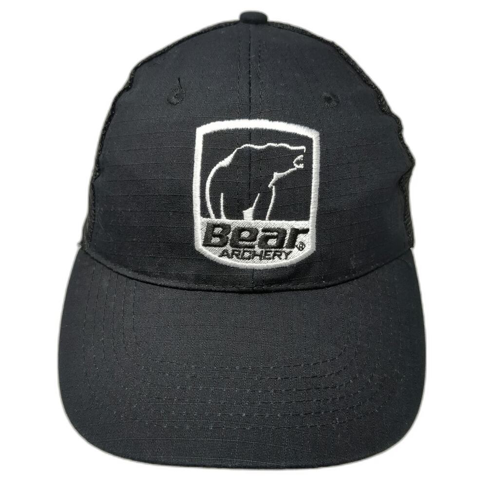 Bear Archery Trucker Hat Black One Size Mesh Back Snapback Hunting Bowhunting - Picture 1 of 8